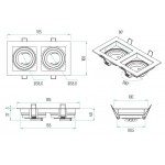 Foco empotrar Konica cuadrado 185x100mm, para Lámpara GU10/MR16, Blanco ó Gris